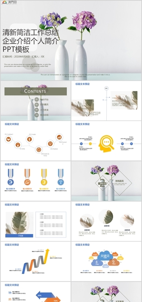 清新簡潔工作總結企業(yè)介紹個人簡介PPT模板