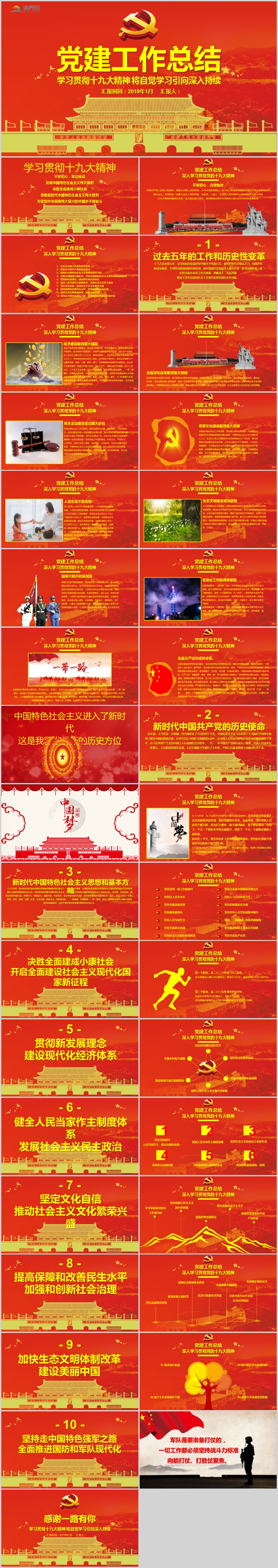 黨員黨政機(jī)關(guān)基層黨組織干部年終工作匯黨建工作總結(jié)PPT模板