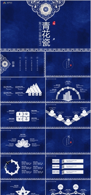 青花瓷復(fù)古畢業(yè)答辯論文報(bào)告PPT模板