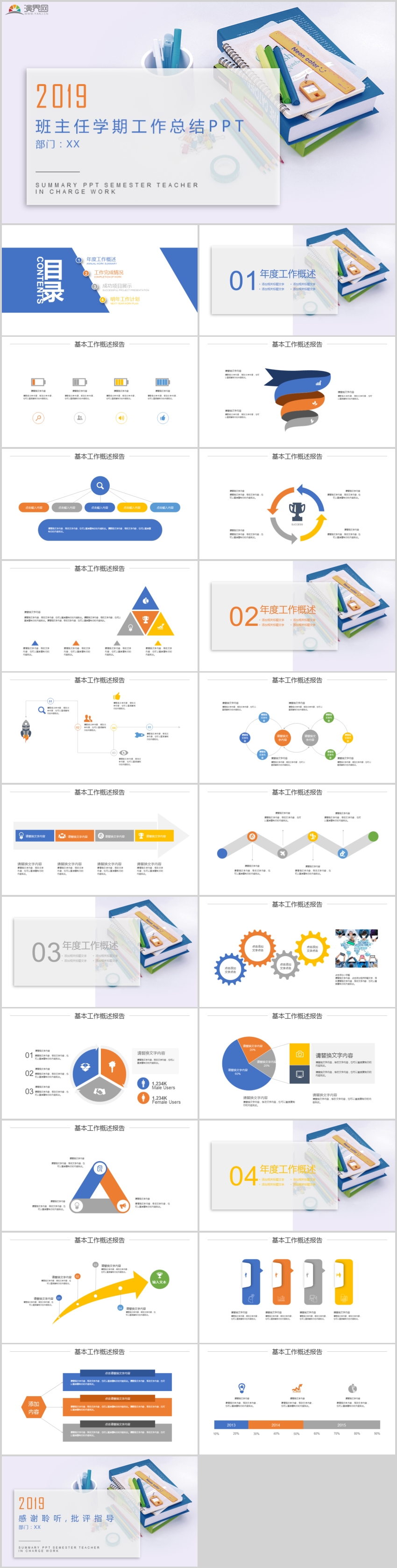 2019班主任學(xué)期工作總結(jié)新學(xué)期開學(xué)典禮班會課件工作總結(jié)PPT模板