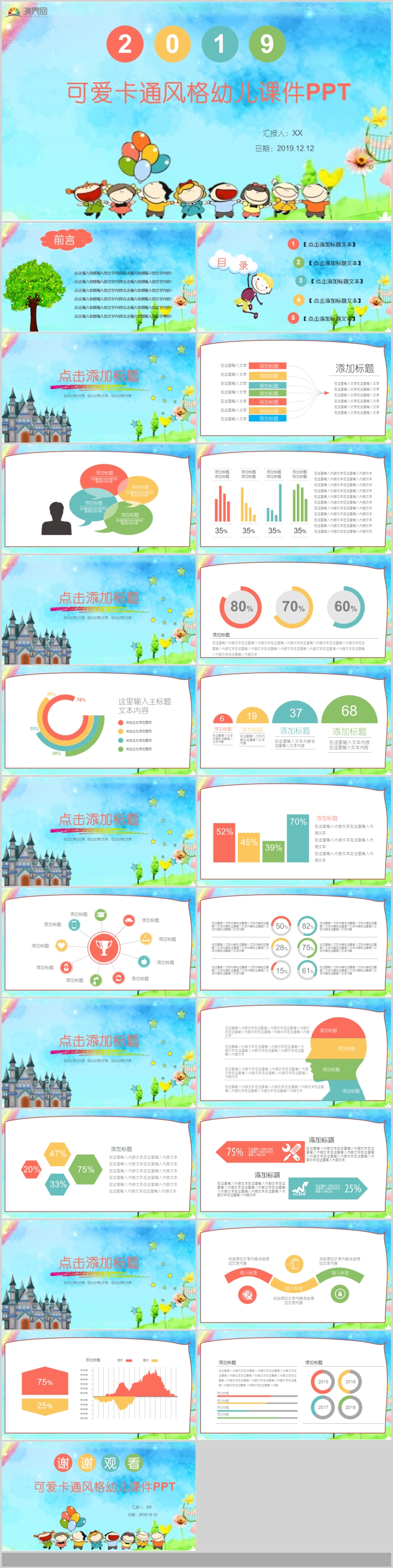 可愛卡通風(fēng)格幼兒課件兒童教育老師說課幼兒教育PPT模板