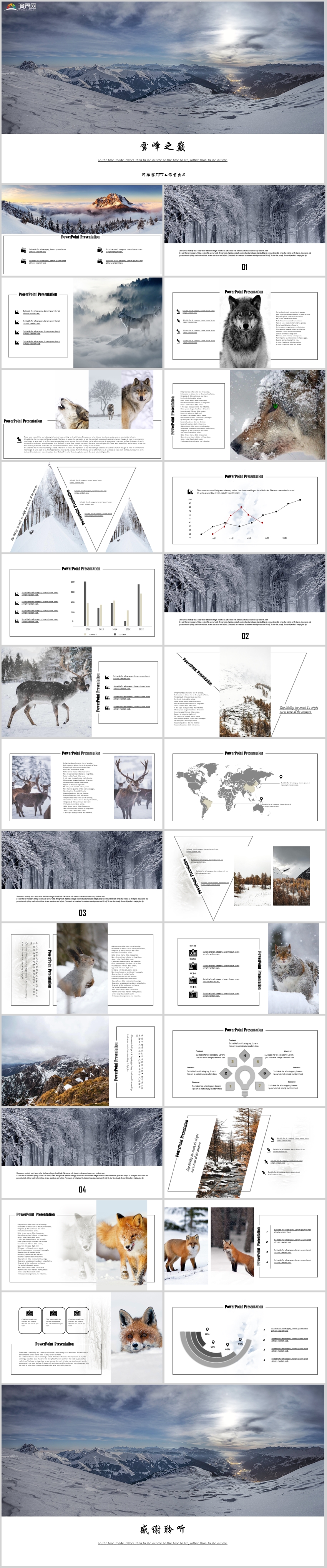 旅游風(fēng)景雪山森林動物彩色商務(wù)雜志時尚創(chuàng)意簡約風(fēng)工作匯報商業(yè)計劃書述職報告公司簡介產(chǎn)品介紹PPT模板