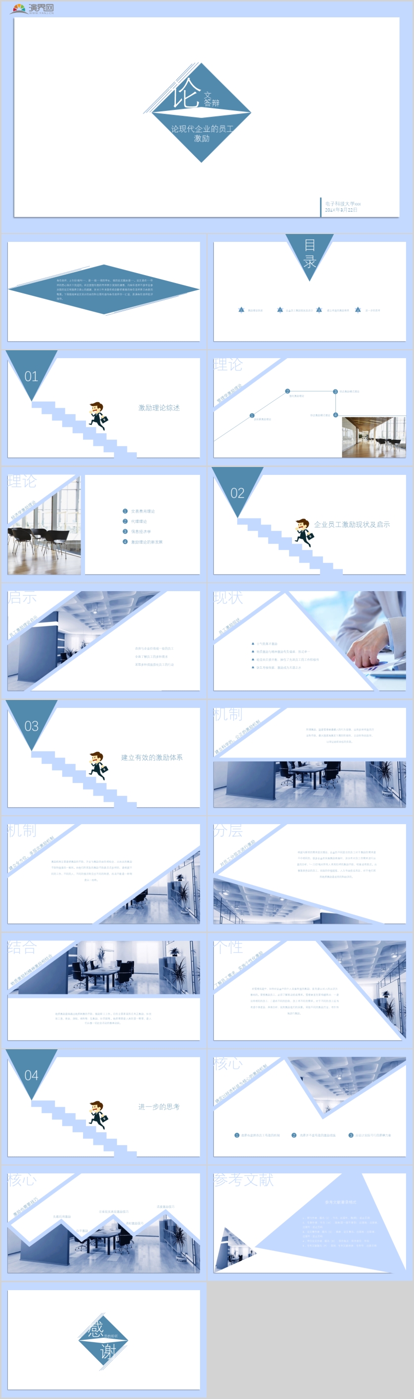 極簡創(chuàng)意清新拼接風(fēng)框架完整論文答辯PPT模板