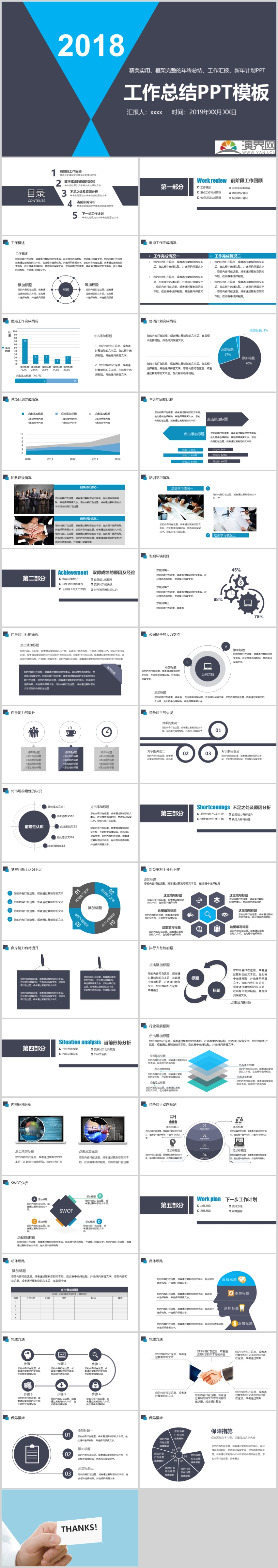 2018年精美實用框架完整的年終總結工作匯報新年計劃PPT