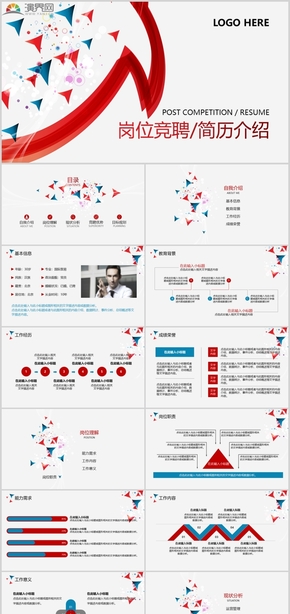 紅藍(lán)簡約個(gè)人簡介崗位競聘競崗求職簡介動(dòng)態(tài)PPT模板