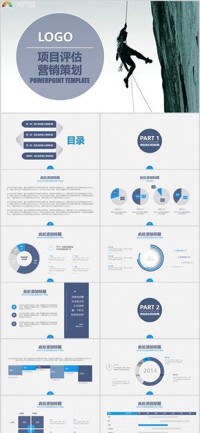 2019項(xiàng)目評(píng)估營(yíng)銷(xiāo)策劃藍(lán)灰簡(jiǎn)約大氣PPT模板