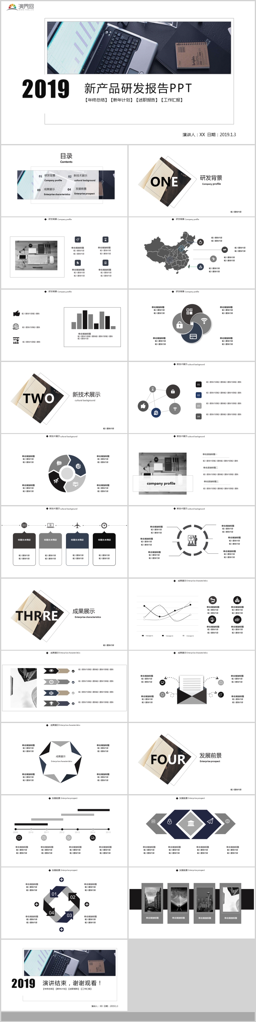 作品标题:简约风新产品研发报告年终总结新年计划述职报告工作汇报ppt