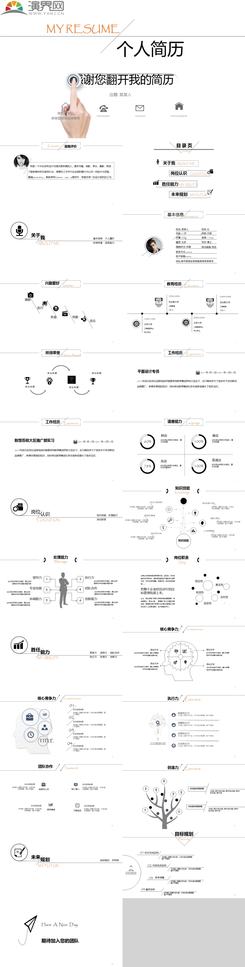 創(chuàng)意線條個(gè)人求職競聘簡歷PPT模板