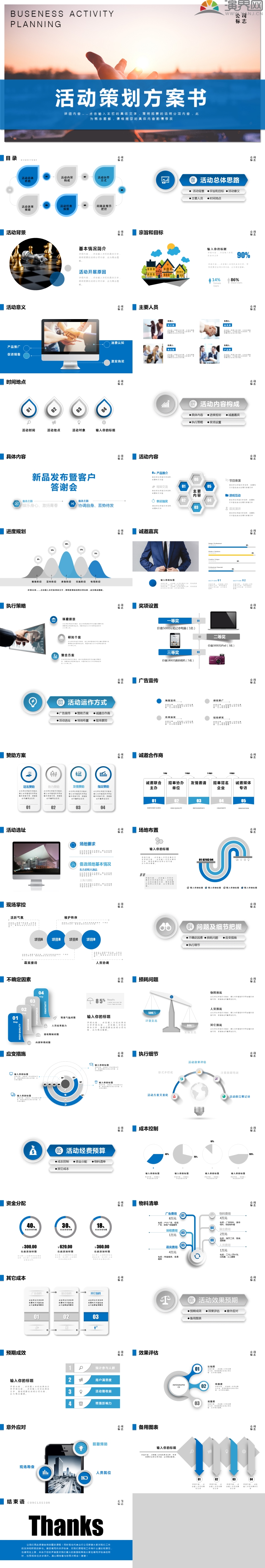 框架完整藍色活動商業(yè)策劃方案ppt模板