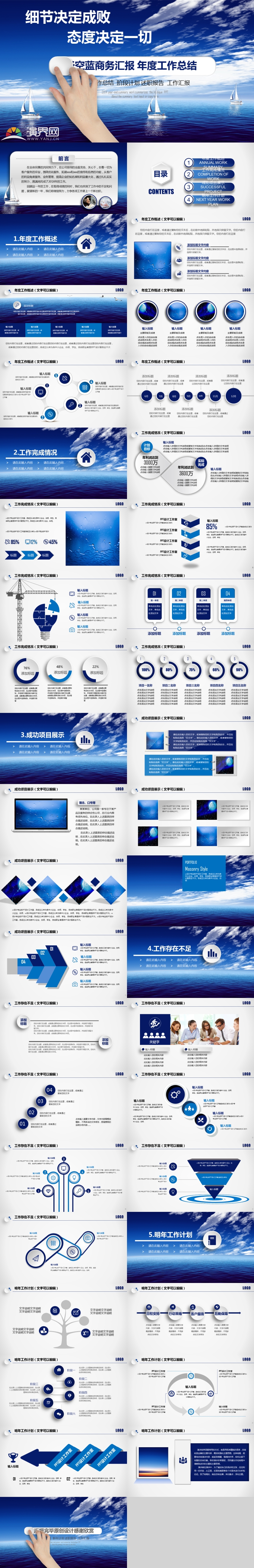 天空藍(lán)商務(wù)匯報(bào)年度工作總結(jié)PPT模板