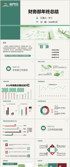 清新商務(wù)風(fēng)財務(wù)部年終總結(jié)報告專用PPT