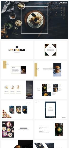 【行業(yè)】美食餐飲西餐牛排甜品創(chuàng)意版式圖文混排ppt模板GGSJ191