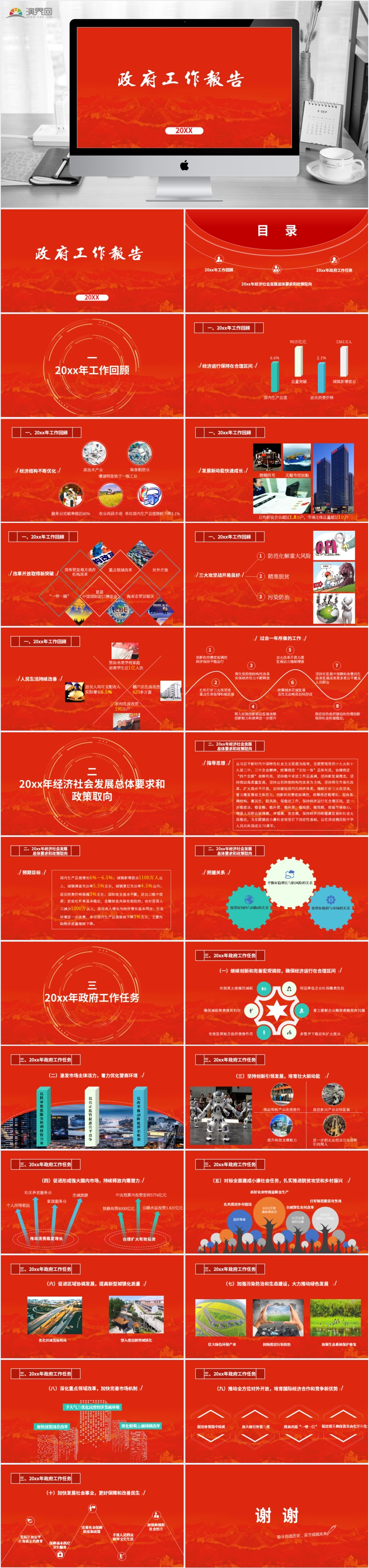 中國風(fēng)政府工作報(bào)告PPT模板