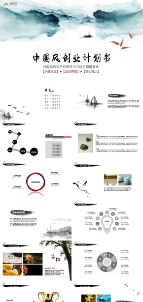 水墨風元素創(chuàng)業(yè)計劃書模板