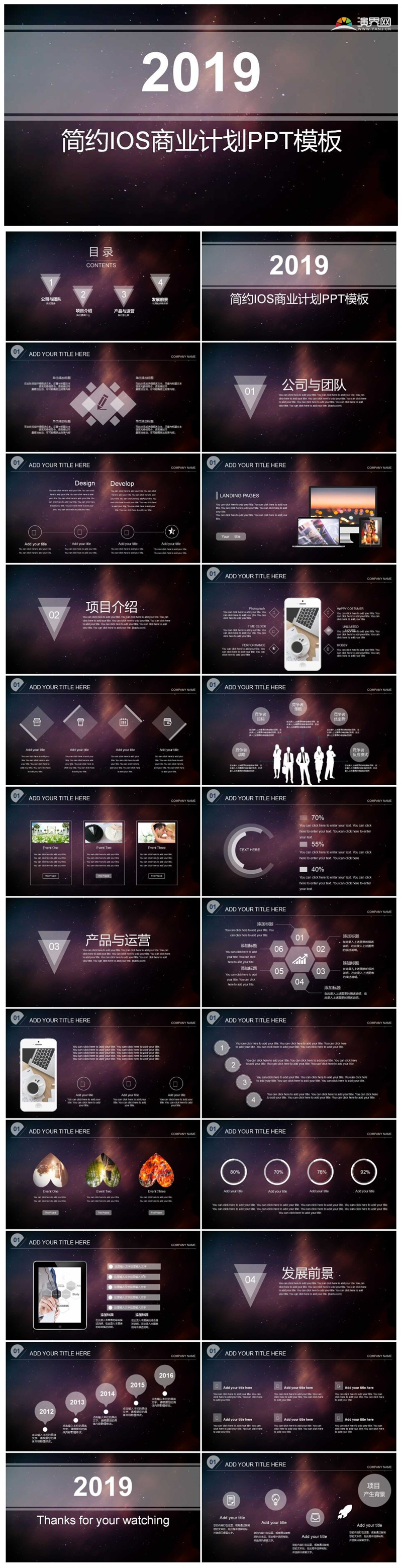 簡約IOS商業(yè)計劃PPT，