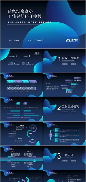 藍色漸變科技商務匯報總結(jié)通用PPT模板