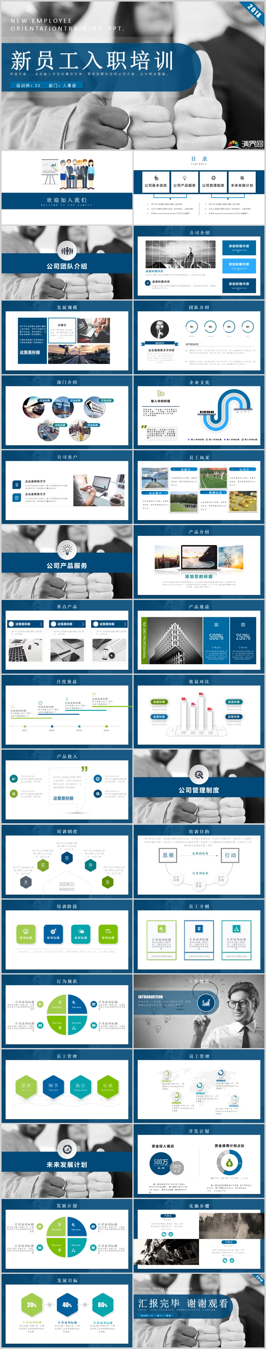 藍色簡潔企業(yè)推介宣傳及新員工入職培訓(xùn)PPT模板