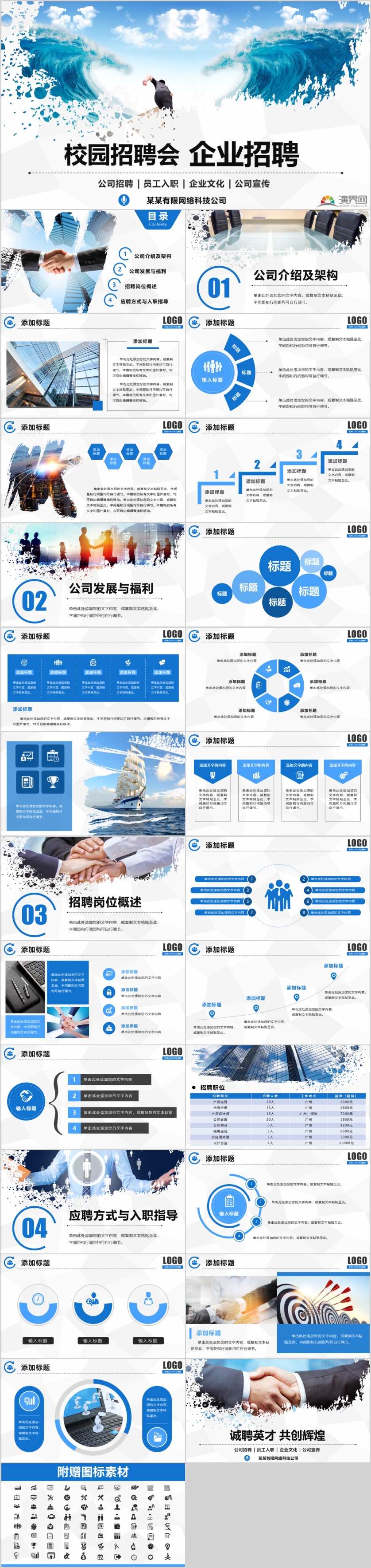 破浪前行，校園招聘企業(yè)招聘員工入職培訓(xùn)公司宣傳通用PPT模板