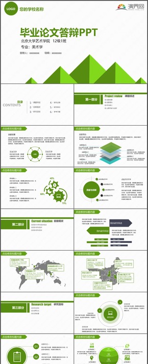 綠色清新畢業(yè)答辯論文畢業(yè)論文課題研究時(shí)尚動態(tài)PPT模板7