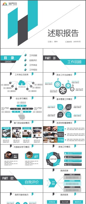 商務(wù)報告述職報告工作計(jì)劃總結(jié)匯報通用PPT模板3