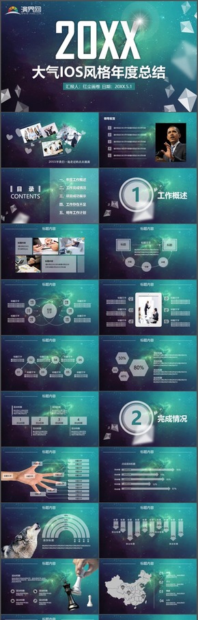 淡綠炫酷高端大氣ios風格年度總結(jié)工作計劃述職報告通用PPT模板8