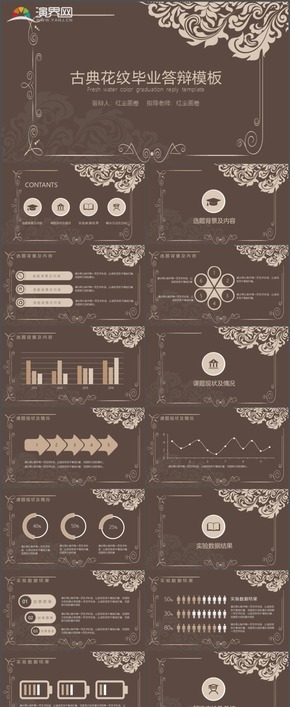 古典花紋畢業(yè)答辯論文畢業(yè)論文學術答辯課題研究通用PPT模板3
