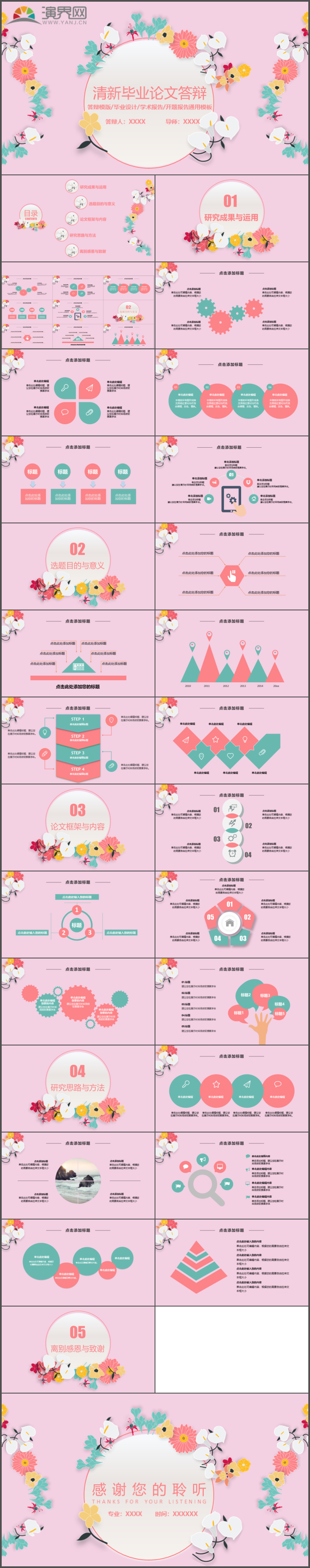 粉色小清新畢業(yè)設計學術報告開題報告畢業(yè)論文答辯PPT模板6