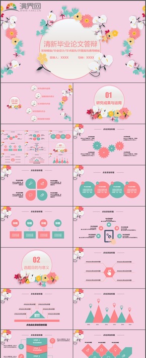 粉色小清新畢業(yè)設計學術(shù)報告開題報告畢業(yè)論文答辯PPT模板6