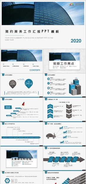 簡約商務工作總結(jié)計劃PPT