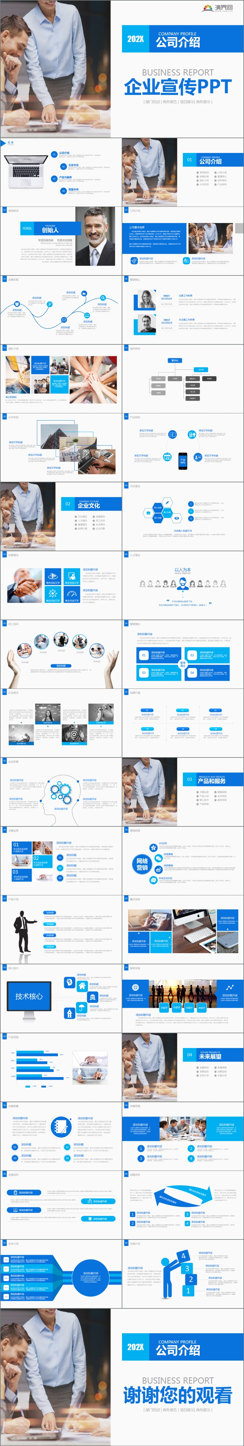 藍(lán)色商務(wù)風(fēng)企業(yè)宣傳公司介紹通用PPT模版