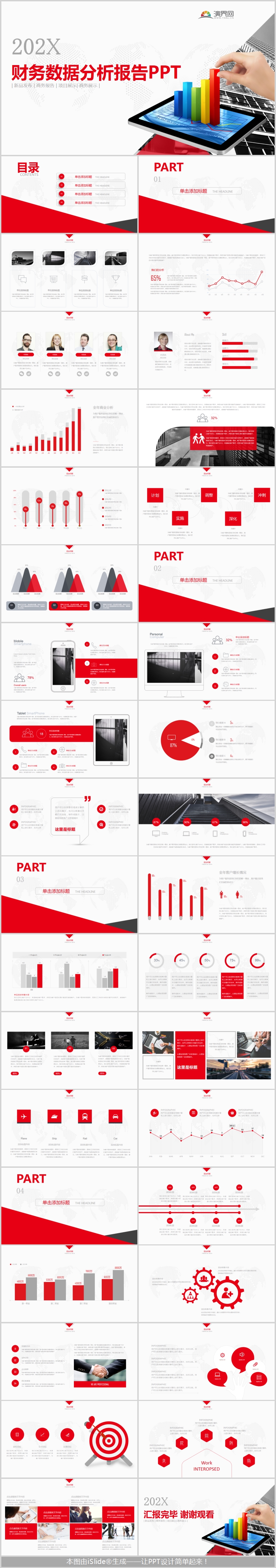 紅色商務實用財務數(shù)據分析報告通用PPT模版