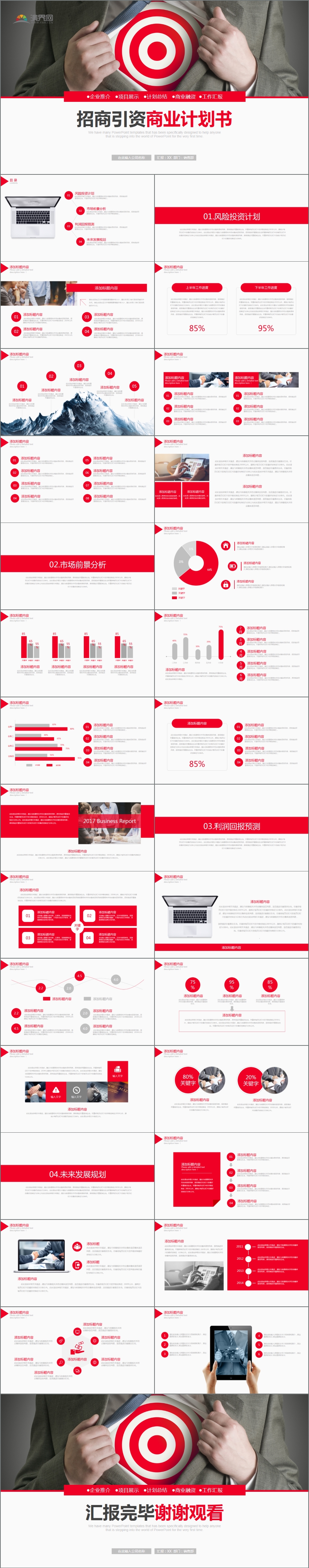 紅色商務(wù)風項目招商引資商業(yè)計劃書PPT模版
