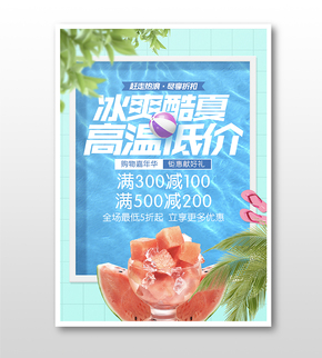 冰爽酷夏水果風(fēng)格促銷海報(bào)