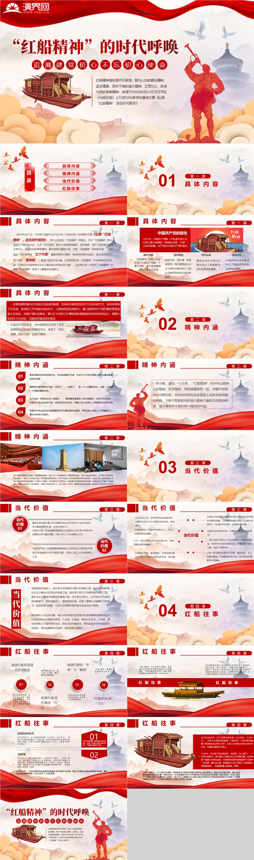 紅船精神時代召喚黨政教育動態(tài)PPT