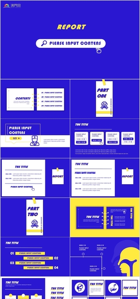 藍黃酷酷便簽系列簡約風總結(jié)匯報計劃簡介PPT模板