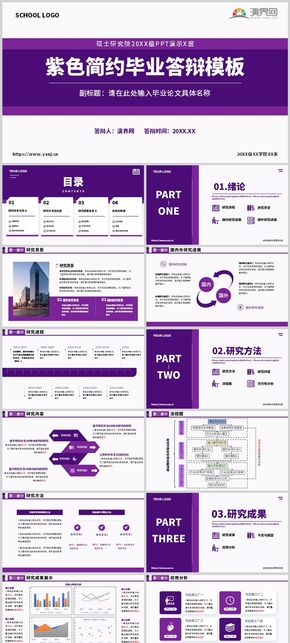 紫色簡(jiǎn)約畢業(yè)答辯PPT模板