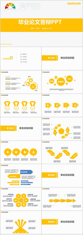 黃色簡(jiǎn)約畢業(yè)答辯PPT模板