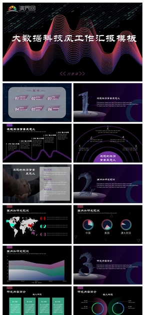 大數(shù)據科技風工作匯報PPT模板