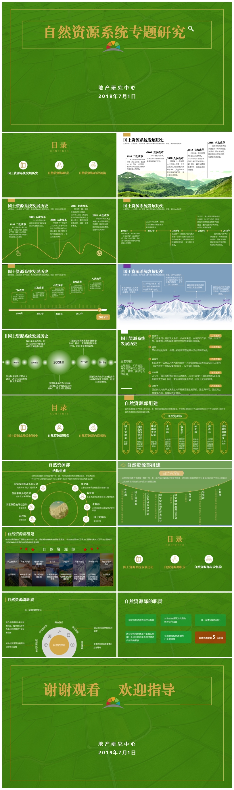 國土自然資源系統(tǒng)專題研究時間軸模板匯總綠色模板