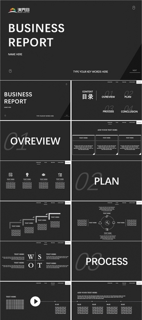 黑色簡約項目匯報PPT模板