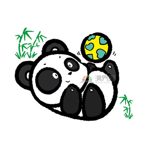 Cartoon panda playing ball