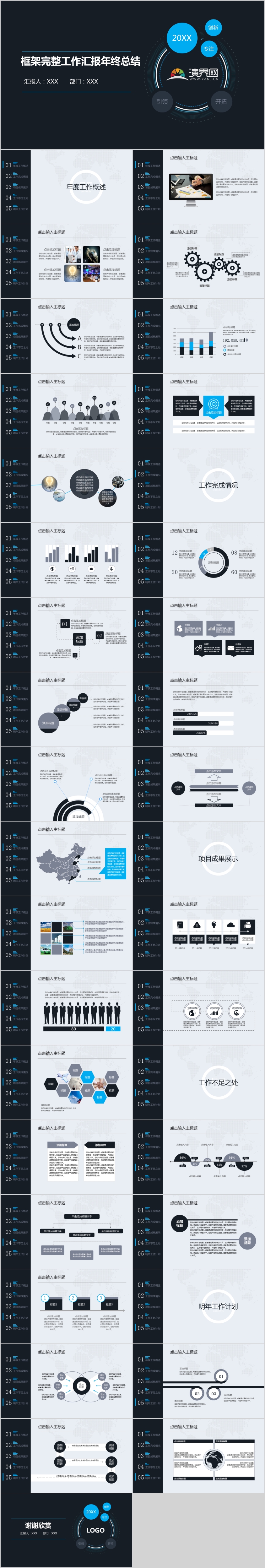 藍(lán)色大氣框架完整的工作匯報(bào)年終總結(jié)