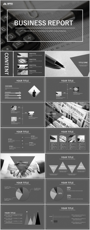 2019年黑白簡約商務風工作匯報PPT模板