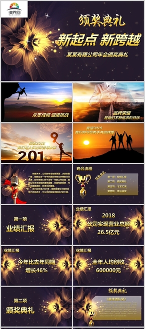 2019新起點(diǎn)新跨越主題企業(yè)年會頒獎(jiǎng)典禮PPT模板