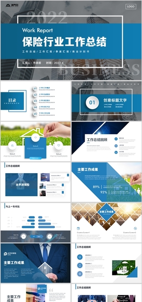藍色高端保險行業(yè)市場營銷工作總結匯報PPT模板