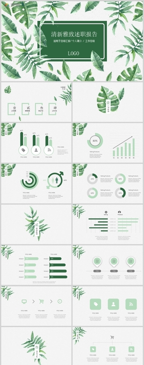 清新雅致述職報告工作匯報PPT模板