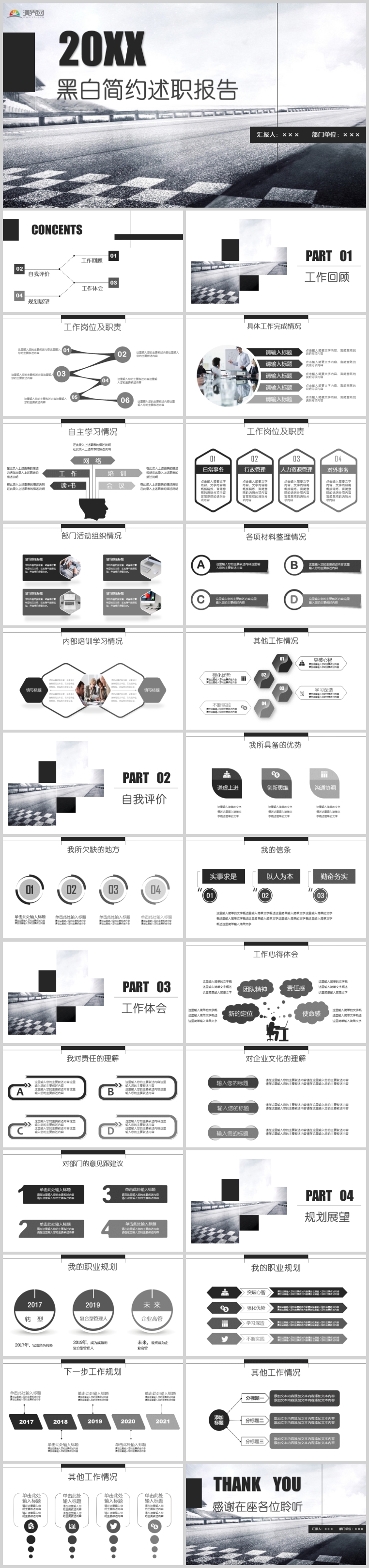黑白簡約述職報(bào)告PPT模板