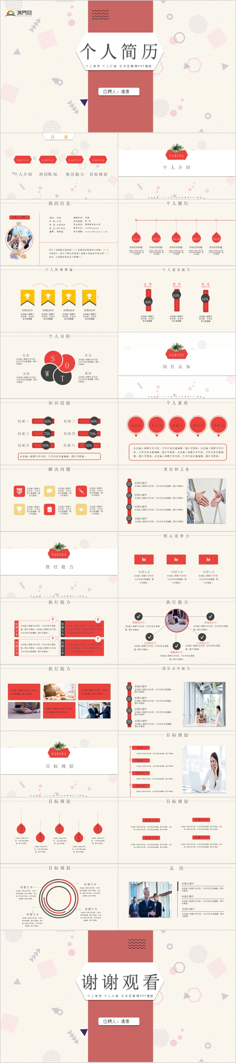 個(gè)人簡(jiǎn)歷競(jìng)聘崗位PPT模板