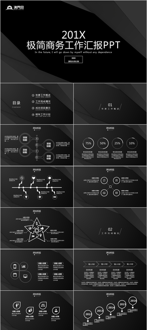 高端黑色極簡商務工作匯報PPT模板