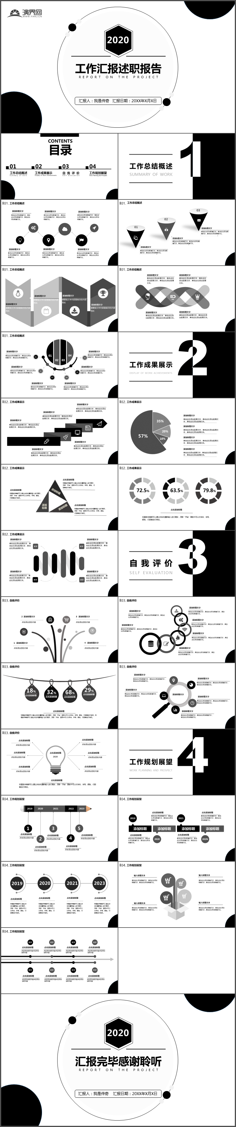 2020黑白簡約風(fēng)工作總結(jié)述職報(bào)告PPT模板